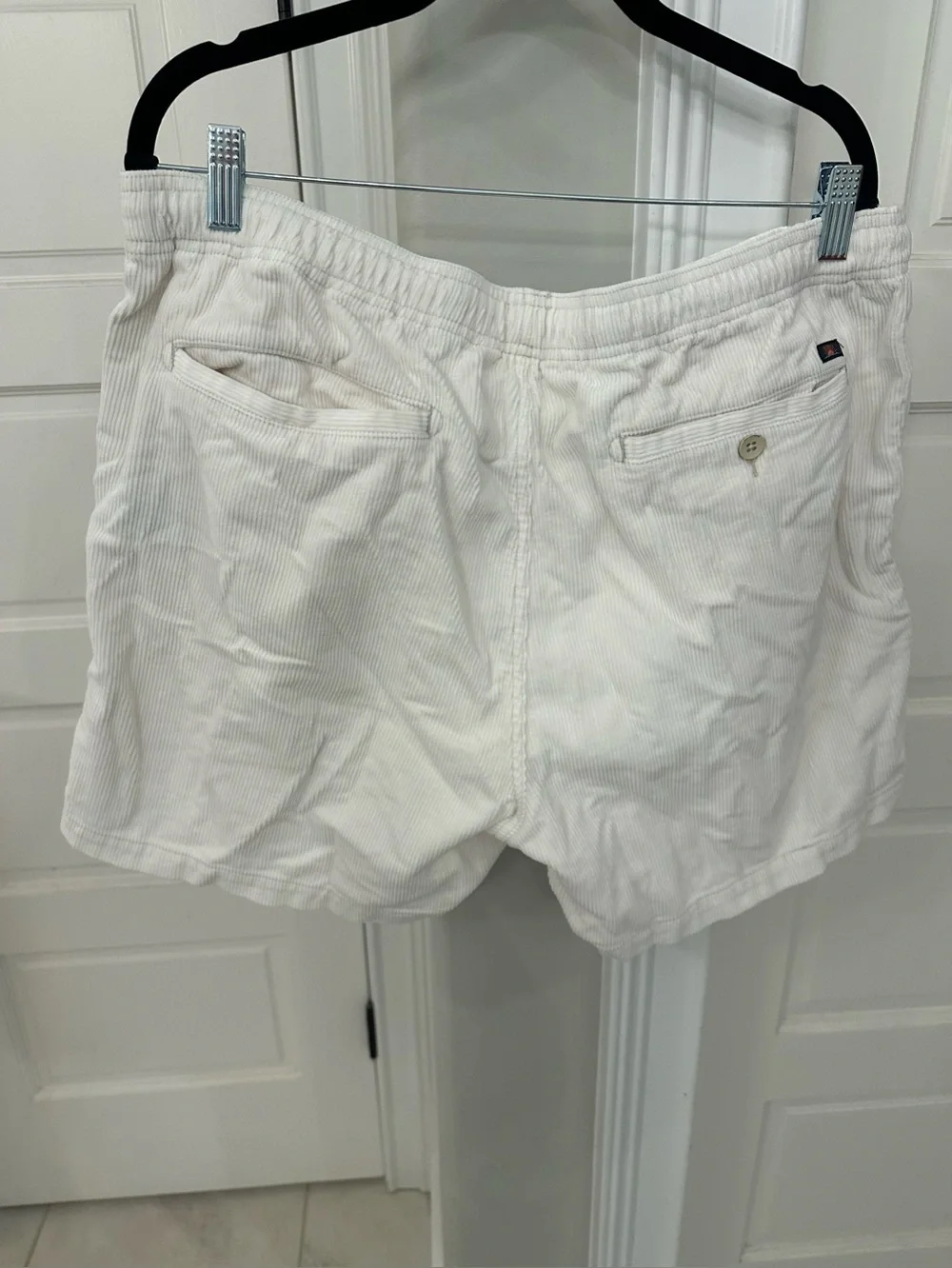 Faherty Corduroy Shorts Mens XXL White Stretch Elastic Waist Organic Cotton 6”